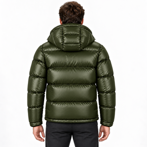 Mens Shiny Puffer Jacket Hooded Winter Coat Warm Padded <b>Quilted</b> Outerwear High Collar Zip Pockets Casual Urban Cold Weather Wear - Product Image 6