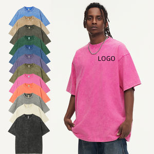 Camiseta Oversize Vintage de Alta Calidad con Lavado Ácido, Lisa, de Algodón Pesado 100%, con Estampado Personalizado, para Hombre, Estilo Urbano Hip Hop - Product Image 1