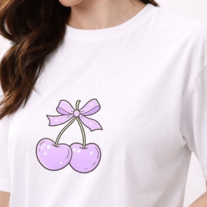 Women's Casual Knitted Terry 100% Cotton Slash Neck Short Sleeve <b>T</b>-<b>Shirts</b> Customizable Embroidery Silk Screen Printing - Product Image 1