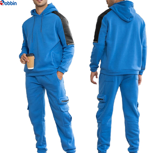 Top Trend Men's Blue Heavyweight Printed Hooded <b>Tracksuit</b> Set Full Sleeve Casual Jogging Pants Side Pockets Breathable Polyester - Product Image 1