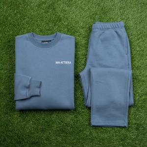 Ensemble de survêtement décontracté pour homme, sweat-shirt à col rond bleu ardoise et pantalon de jogging assorti, deux pièces, streetwear, loungewear - Product Image 6