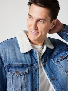 แจ็คเก็ตยีนส์สไตล์เวิร์คแวร์ |   เสื้อโค้ทยีนส์ผู้ชายแบบทนทานหลายกระเป๋า - Product Image 4