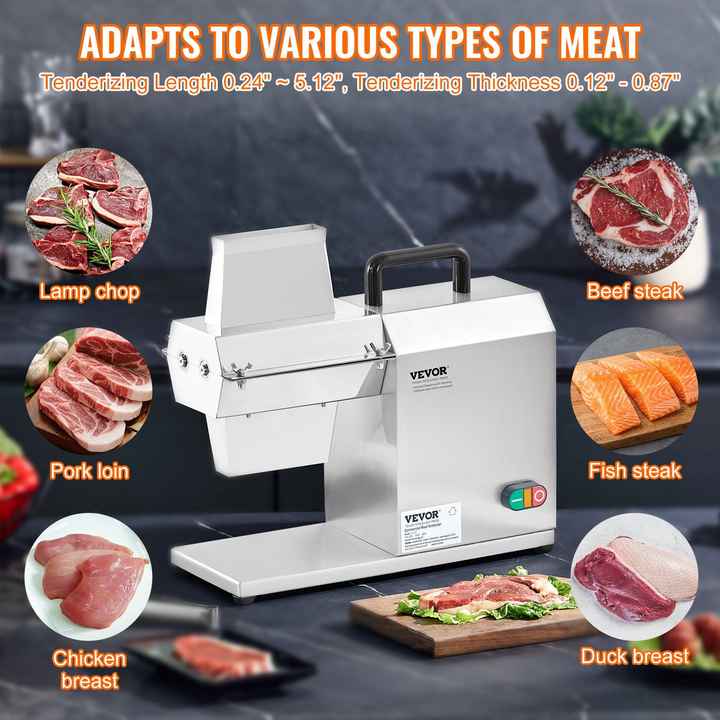 Commercial 450W Electric Meat Tenderizer Machine Heavy Duty Stainless Steel Kitchen Tool Handle Fish Tenderizer Includes