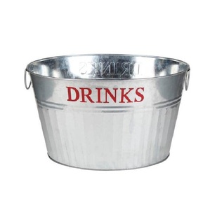 Bac à boissons ovale galvanisé tendance et grande taille avec poignées latérales, seau à glace et refroidisseur à vin en métal pour fêtes, taille personnalisable - Product Image 6