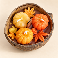 Arovi - Bougies parfumées à la citrouille, bol en coquille de noix de coco, bol en forme de bateau et tasse à poignée pour cadeaux d'automne