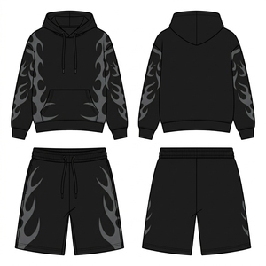 Conjunto de Sudadera con Capucha y Pantalones Cortos de Forro Polar, Diseño Personalizado, Venta al Por Mayor, Fabricante B2B - Product Image 3