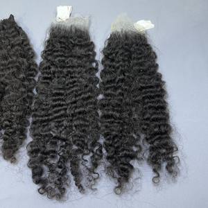 100% non transformés génie trame cheveux bruts birmans bouclés faisceaux Extensions de cheveux avec dentelle HD dentelle transparente - Product Image 4