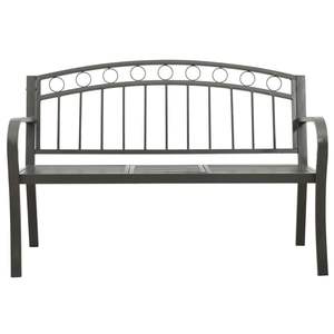 Banc de jardin en acier gris, banc de patio extérieur avec table, design contemporain, style moderne, 2 places, durable, revêtement en poudre - Product Image 3