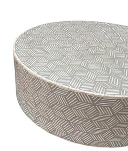 Table basse hexagonale moderne de luxe en os incrusté, motif chevron, pour salon, mobilier de maison, vente chaude, provenance Uttar Pradesh - Product Image 5
