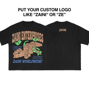 Mens Premium 240 GSM Cotton Jersey T <b>Shirt</b> <b>Black</b> Short Sleeve Casual <b>Tee</b> Custom Screen Printed Logo Vintage Graphic Streetwear - Product Image 1