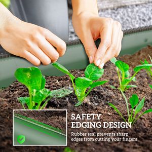 Kit de jardinière surélevée galvanisée 3,4 x 2 x 1 m, bac à plantes en métal avec bordure de sécurité, arrangements saisonniers extérieurs, vert - Product Image 6