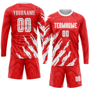 Maillot de football personnalisé rouge et blanc avec transfert thermique, vêtements de sport personnalisés avec tissu sur mesure pour adultes unisexes - Product Image 4