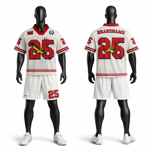 Ensemble maillot et short de football américain 100 % polyester, respirant, uniforme sportif personnalisé pour équipe sportive - Product Image 1