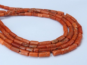 Perles tubulaires en corail rouge, brin de 16 pouces, pierre italienne, 5x3-10x5 mm environ, certifiées par un tiers pour la fabrication de bijoux - Product Image 6