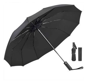 Auto Open/Close 12 Ribs <b>Windproof</b> Rain <b>Umbrella</b> Adults Ergonomic Plastic 190T Metal Customizable Logo Portable Shenzhen Export - Product Image 1