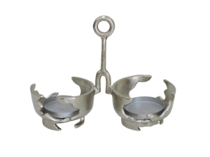 Decorative Aluminum Double Candle Holder with Handle Silver Metal Tabletop Decor Modern Festive Home Centerpiece - Product Image 1