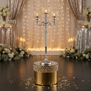 Candelabra 5 <b>Candle</b> With Crystal Stem With Decorated Crystal Drops Hotel & Wedding Entryway Decorative <b>Tall</b> Handmade Candelabra - Product Image 2