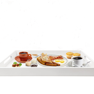 Bandeja DE SERVICIO DE MDF hecha a mano de alta calidad con asas recortadas, bandeja decorativa multiusos para cena, bebidas, aperitivos, cocina y baño - Product Image 6
