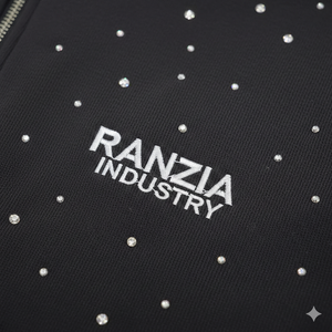 Conjunto de Sudadera con Capucha y Pantalones Deportivos Personalizados de Talla Grande, Ecológicos, con Pedrería, Cierre Completo, Bordado Desgastado, Estilo Urbano, Ranzia Industry - Product Image 4