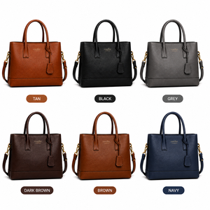 Handmade Genuine Leather Tote Women Professional Office Handbag Solid Minimalist Shoulder Bag Versatile Daily Satchel <b>Purse</b> - Product Image 4