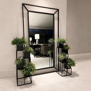 Espejo de cuerpo entero con marco de metal ajustable, estilo contemporáneo, decorativo, de gran tamaño, para techos altos, sala de estar, boutique de ropa - Product Image 1