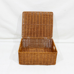 <b>Rectangular</b> PE Rattan <b>Storage</b> <b>Basket</b> Rustic Style Multi-Purpose Organizing Bin - Product Image 5