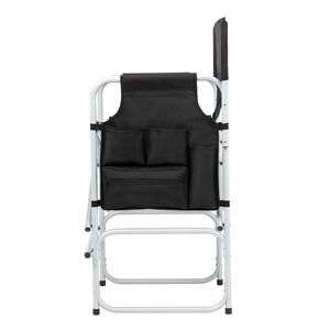 Sedia da Regista in Tubo di Ferro Bianco Argento 103*60*499cm, Capacità 120kg, Superficie in Tessuto Nero, Struttura in Ferro Verniciato a Spruzzo, Capacità 120kg - Product Image 6