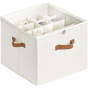 Scatola Portascarpe a Due Livelli per 16 Paia, Organizzatore con Divisori Regolabili e Coperchio Trasparente, Beige - Product Image 1