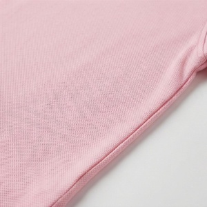 Polo en piqué de coton rose à manches courtes pour homme, couleur unie, respirant, tissu tricoté, coupe classique - Product Image 5