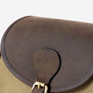 MORTAL SAGA Elegante Bolsa para Cartuchos de Cuero de Vaca Curtido al Aceite, Lona Caqui de Alta Calidad para Accesorios de Caza - Product Image 6