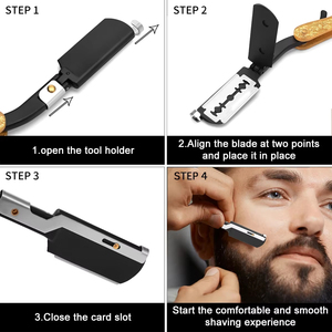 Navaja de barbero plegable para barba y cabello, navaja recta para afeitar hombres, cuidado facial manual, barba, calidad profesional de barbero - Product Image 3