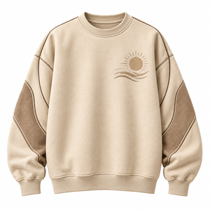 Sweat-shirt unisexe à col rond avec motif géométrique en relief, coupe ample, en coton French Terry, style décontracté d'automne - Product Image 2