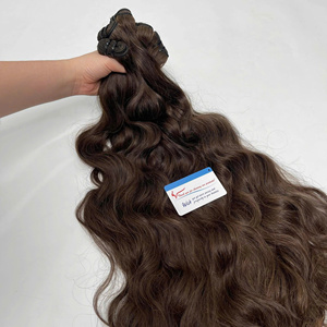 Fournisseur de premier plan : Extensions de cheveux humains 100% vietnamiens, naturels, ondulés, couleur marron, en trame, vente en gros - Product Image 1