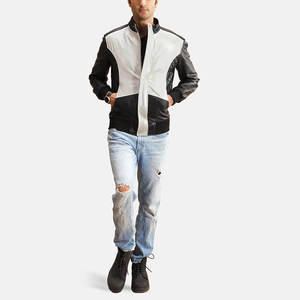 Veste en cuir de vache avec col montant, logo personnalisé imprimé, design élégant, haute qualité, écologique, hiver, homme - Product Image 2
