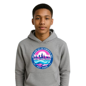Sweat à capuche brodé gris chiné pour garçon, pull décontracté à manches longues, streetwear quotidien, vêtement confortable pour un style de vie actif - Product Image 1