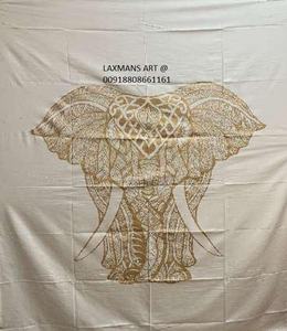 Éléphant indien taille double or peint à la main coton tapisserie tricoté tendance décor à la maison tentures murales en gros imprimé tapisserie - Product Image 3