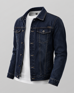 Veste en jean noire pour homme F2WIN, col montant décontracté, simple boutonnage, coupe classique, coton lavé, imperméable, coupe-vent, séchage rapide - Product Image 2