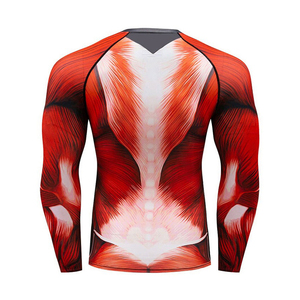 Long Sleeve BJJ Rash Guard <b>Men's</b> UPF50+ Anti-Bacterial Quick Dry Breathable Spandex/Polyester <b>Compression</b> <b>Shirt</b> Heat Transfer - Product Image 2