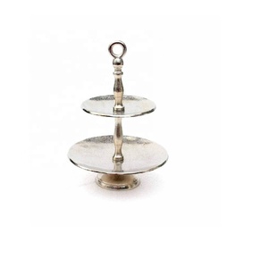 Hot Selling 2 Tier Cast Aluminium Cake Stand Nickel Plated Aluminium Fruit Stand Stands Cake <b>Tools</b> From India in Wholesale Price - Product Image 3