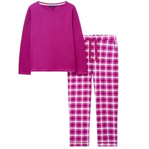 Nouvelle promotion sur les vêtements de détente décontractés pour femmes 100% pyjamas froids en coton avec décoration en dentelle longs vêtements quotidiens hauts à bas prix - Product Image 1
