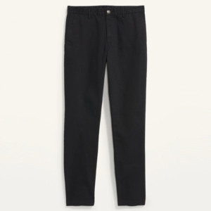 Men's Black Straight Fit Polyester Oxford <b>Trousers</b> Casual Mid Waist Button Fly Flat Front Woven Fabric <b>Summer</b> Lightweight - Product Image 1