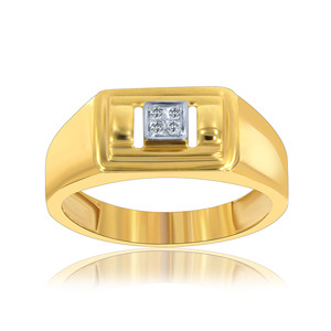 Anillo de Diamantes para Hombre Poised Gallant, Anillo de Diamantes Cultivados en Laboratorio de Oro Premium, Anillo de Diamantes Cuadrados en Racimo, Anillo de Lujo - Product Image 1