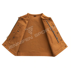Chaleco Personalizado 100% Algodón Canvas con Costuras Camel, Cierre de Cremallera y Botones, con Múltiples Bolsillos, para Motociclistas - Product Image 4