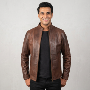 Chaqueta de cuero genuino de edición limitada para hombre, talla estadounidense, de piel de cordero con apliques de diamantes bordados, chaqueta de moda para hombre. - Product Image 6