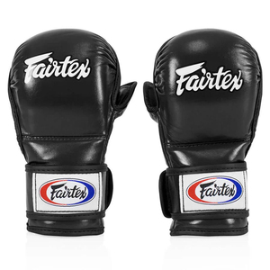 Guantes de MMA Fairtex para fabricantes OEM al por mayor, de cuero profesional negro completo, de medio dedo, para Muay Thai y MMA - Product Image 4