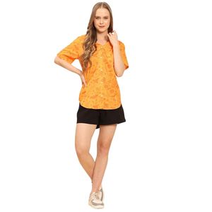 Camisa de playa con estampado de hojas tropicales para mujer, blusa de verano de manga corta con botones delanteros y cuello en V, suave y ligera - Product Image 2