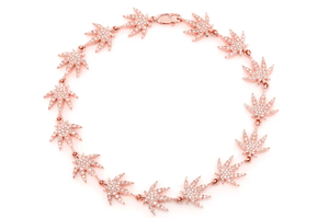 Pulsera de Lujo con Cristales en Forma de Estrella, Bañada en Oro Rosa, con Engaste de Puntas, Joyería de Cadena para Uso Diario Femenino - Product Image 1