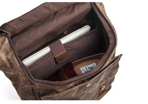 Sac à dos en cuir et toile vintage pour voyage, école, ordinateur portable, haute qualité, vente en gros, marque privée, usine LCB-0082 - Product Image 4