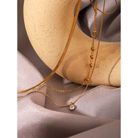 Conjunto de Joyería Moderno con Colgante de Cristal en Capas, Acero Inoxidable, Versátil y Moderno, Collar para Fiesta