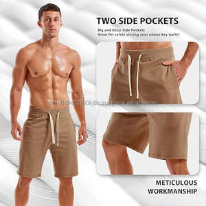 Shorts de sport classiques décontractés pour hommes avec logo frontal, style urbain, respirants, séchage rapide, en coton, avec cordon de serrage - Product Image 3